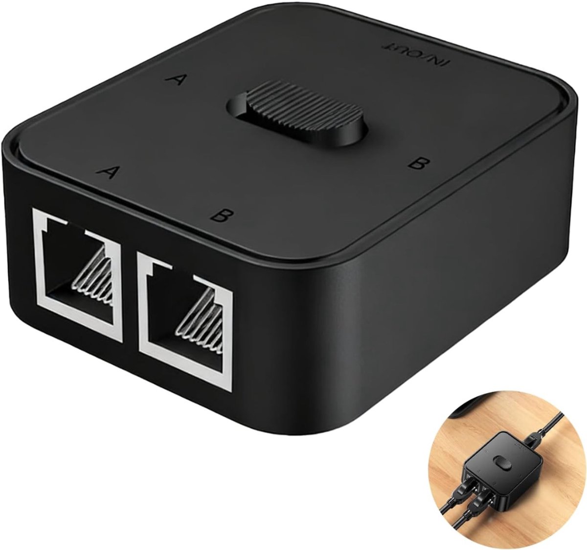 ZMR® Internet Splitter - Internetkabel - Netwerk Switch - Zwart - 10cm x 5cm x 1cm