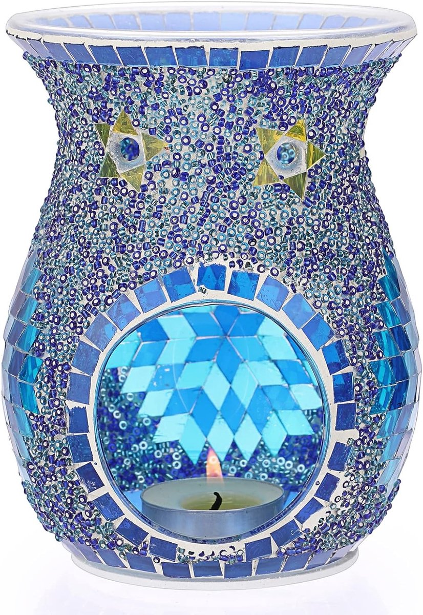 Elegante Mosaïek Glazen Geurbrander voor Essentiële Olie - Aromatherapie Dispenser voor Thuis, Slaapkamer en Kantoor Decoratie