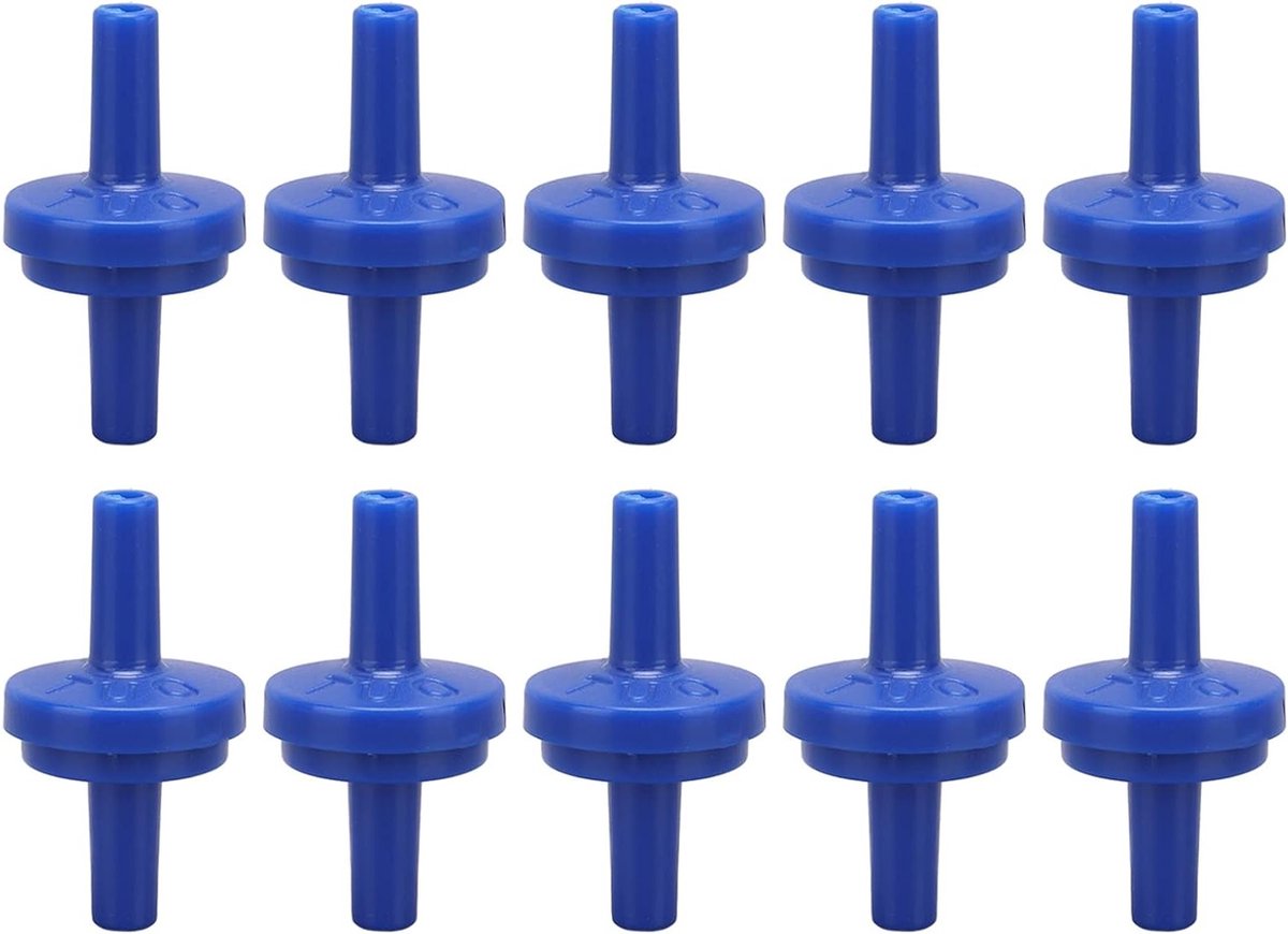 10 Stuks Eenrichtingsklep voor Water en Lucht, Plastic Stopklep met Barb voor Slangen (4mm, Blauw)