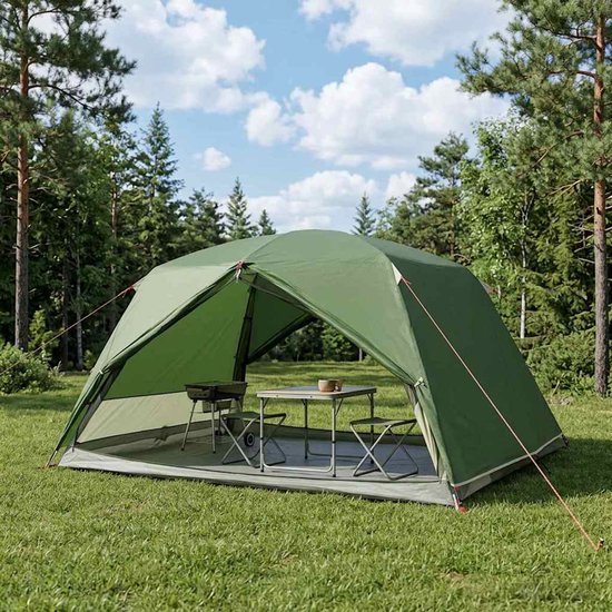 vidaXL - Backpacking - Tent - 4-persoons - Groen - 185T - Polyester - met - PU - Coating van Vidaxl — afbeelding 4