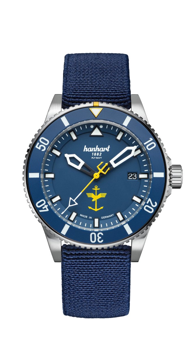 Hanhart FLY NAVY Aerosphere - Horloge - Blauwe band - 42 mm