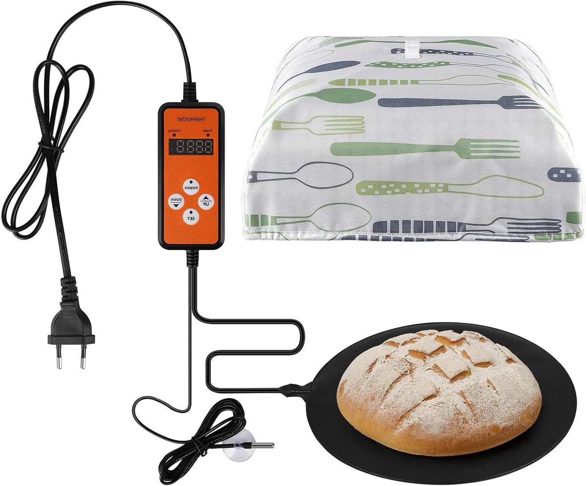 Verwarmde Giermat Rond Ø30.5cm, 230V 30W – Instelbare Temperatuur 5–45°C met Isolerend Deksel, Perfect voor Brooddeeg en Desem