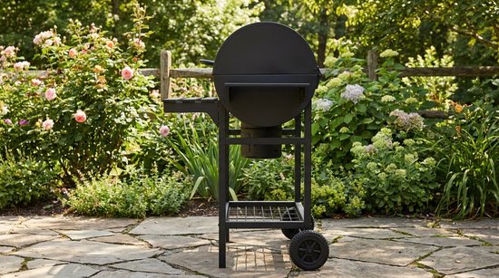 Houtskool Barbecue Grillwagen XXL - House&Garden Premium BBQ met Deksel, Thermometer, XXL Grillrooster (70x35 cm), Kippengrill, Aslade, Ventilatiesysteem, Zijplank, Wielen & Opbergruimte - Roestvrij Staal Outdoor Tuinbarbecue Zwart — afbeelding 5