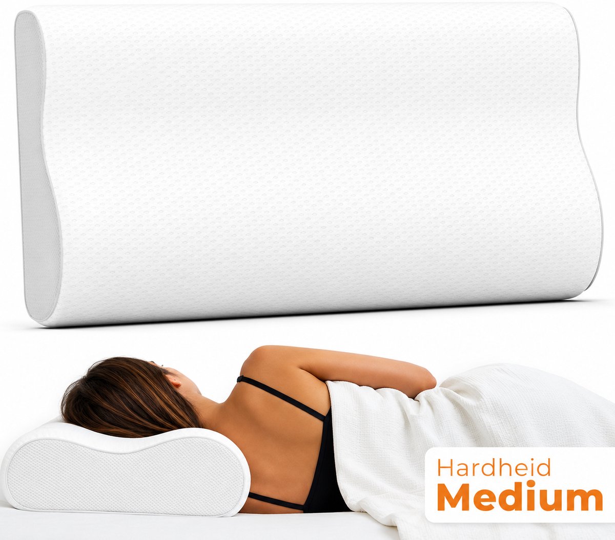 Hoofdkussen - Ergonomisch Nekkussen – Traagschuim Hoofdkussen – Orthopedisch Slaapkussen – Nekondersteuning – slaapkussen - Wit