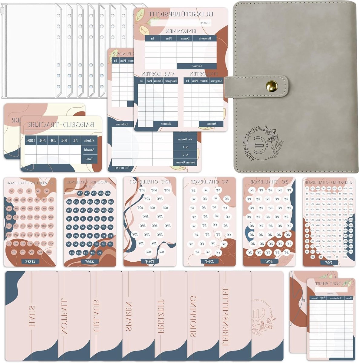 Uitdaging voor Geldbesparing: Budgetplanner A6 met 6 Spaarsheets en 7 Categorieën voor Slimme Financiën