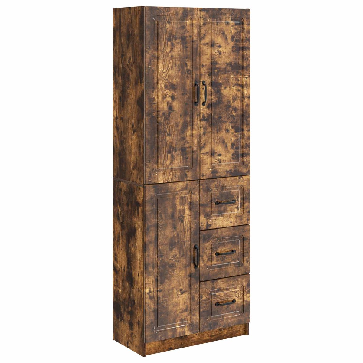vidaXL Kast - Set - 2 - st - Gerookt - eiken - 66 - x - 34,5 - x - 87 - cm - Bewerkt - hout Gerookt eiken