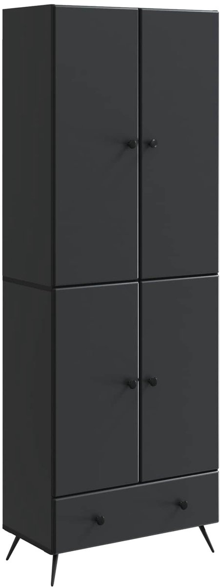 vidaXL Kast - Set - 2 - st - Zwart - Bewerkt - hout