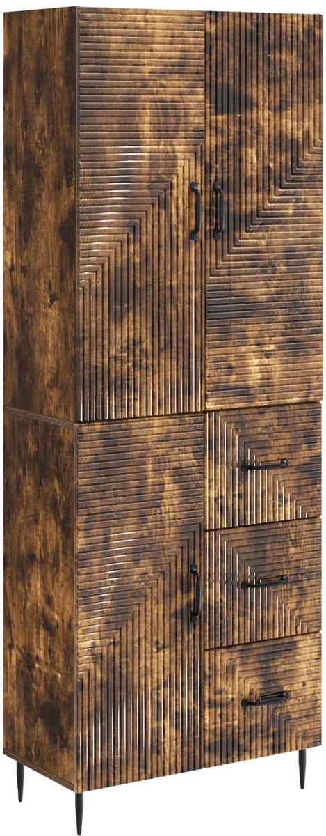 vidaXL Kast - Set - 2 - st - Gerookt - eiken - Bewerkt - hout Gerookt eiken