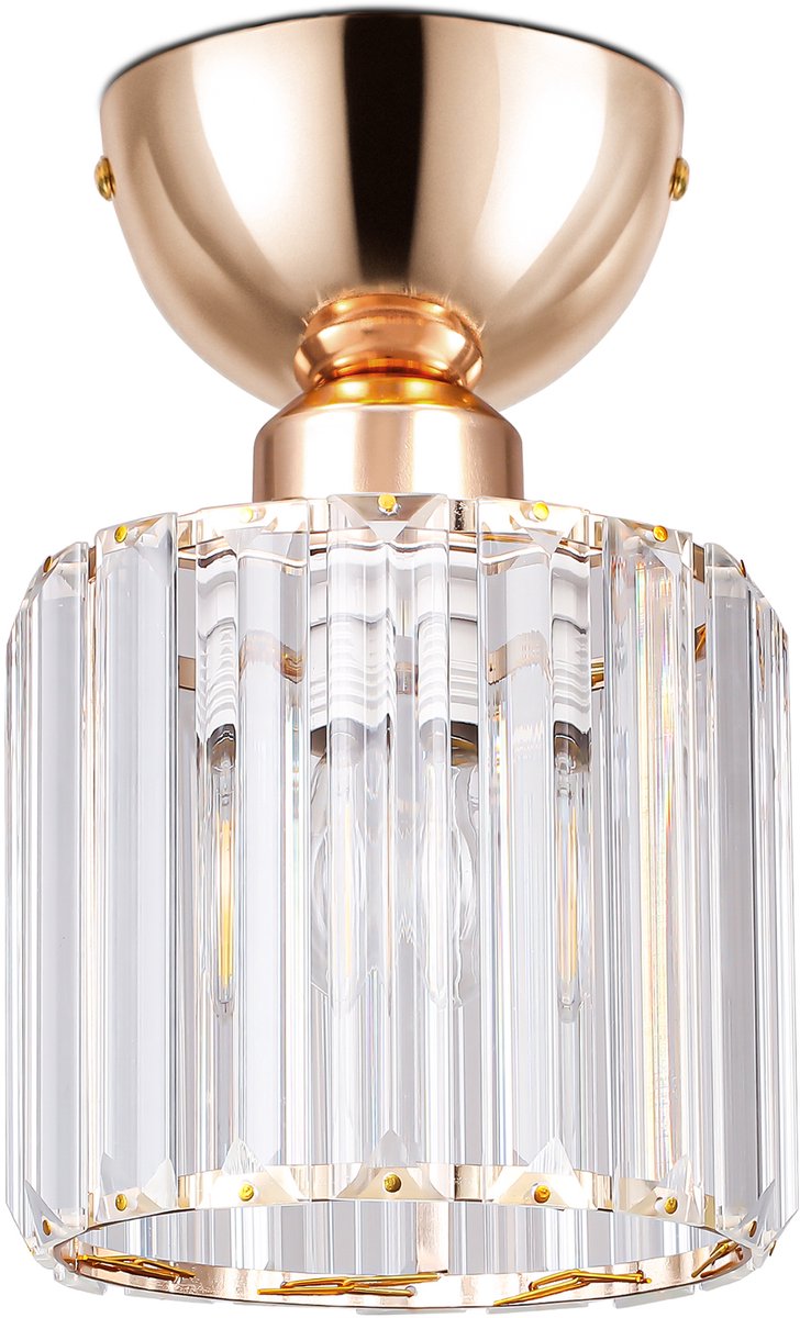 Lemlit Kristallen Plafondlamp - Moderne Plafonnière met E27 Fitting - Decoratieve Plafondverlichting voor Slaapkamer Woonkamer Keuken en Hal - Goud - Zonder Lichtbron