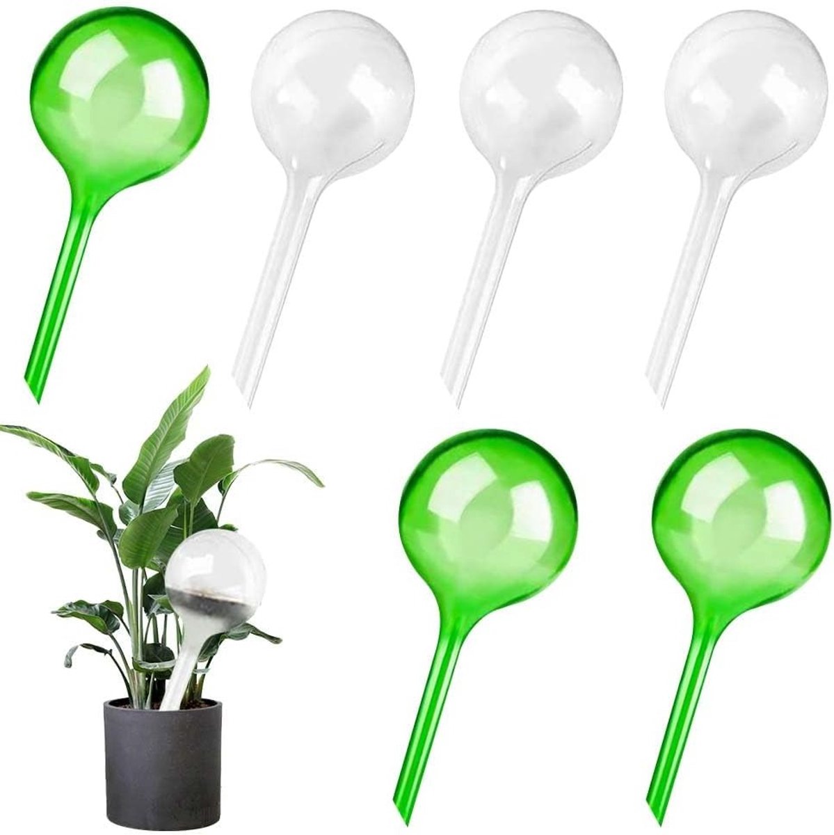 Set van 6 automatische plant irrigatieballen voor binnen- en buitenplanten, 27.5 x 8 cm, ideaal voor bonsai en potplanten, eenvoudig te gebruiken irrigatiesysteem