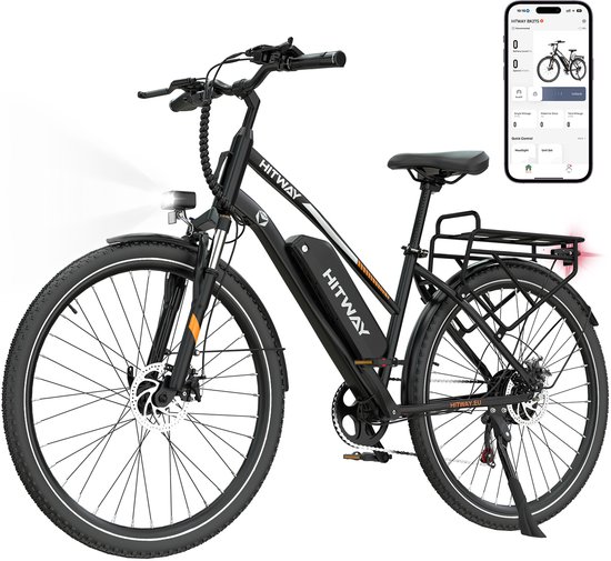 Hitway Elektrische Fiets BK8SL - Trendy 27.5 Inch City Commuter EBike met Afneembare 36V 13Ah Lithium Batterij - Mountain E-Bike met 250W Motor - Damesfiets met App Bediening - IP54 Waterdicht (EAN: ...9455) - Hitway - €719,99
