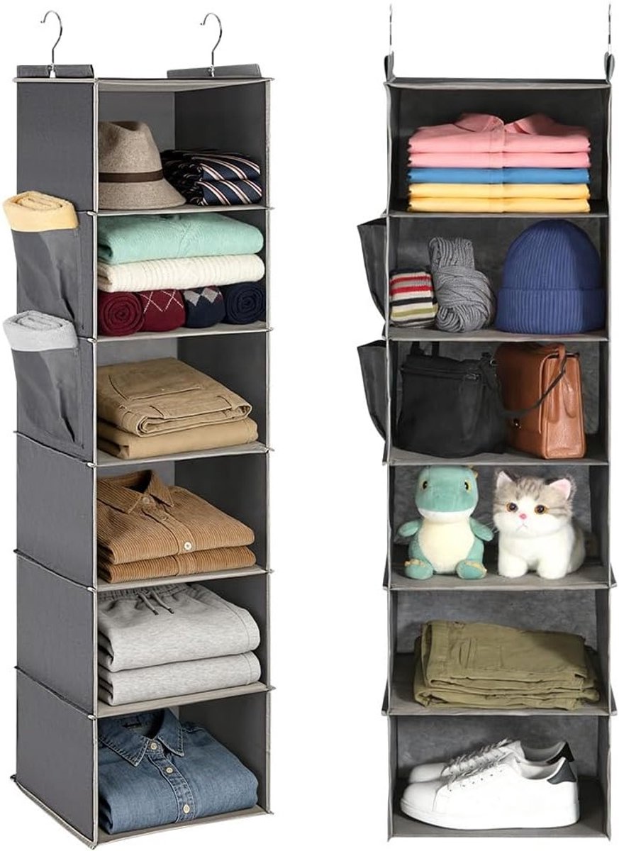 Hanging Shelf met 6 Compartimenten, Opbergoplossing voor Deur, Vouwbare en Ruimtebesparende Organizer met Zijvakken