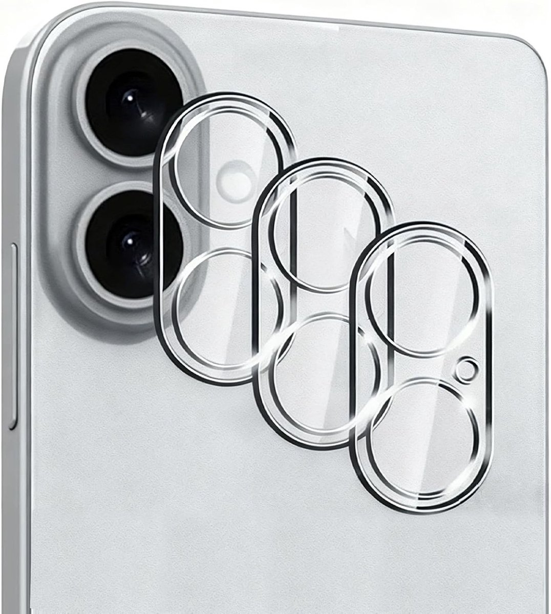 3-pack camera bescherming voor iPhone 16/Plus/17 - krasbestendig, gehard glas, 3D anti-stof bescherming voor achtercamera
