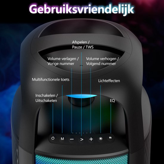 Rayofi 180W Bluetooth Speaker groot - 105dB Speakerbox - IPX5 muziekbox feestluidspeaker - voor tuin, kamperen, feestjes - zwart van Rayofi — afbeelding 2