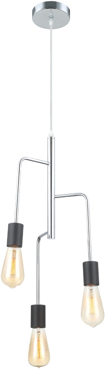 Chericoni Retro Hanglamp - 3 lichts - Chroom - Zwart