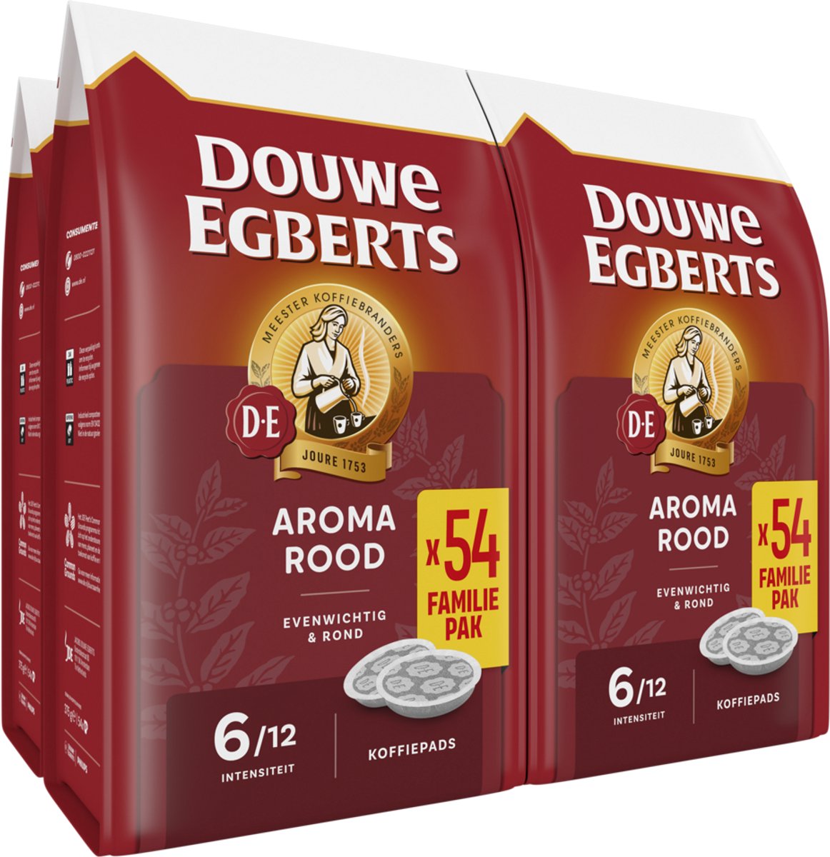 Aroma Rood Koffiepads - 4 x 54 pads -
