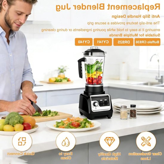 Vervangende Blenderkan van 2,5 Liter, Geschikt voor Diverse Blender Modellen, Duurzaam en Praktisch Keukenaccessoire — afbeelding 4