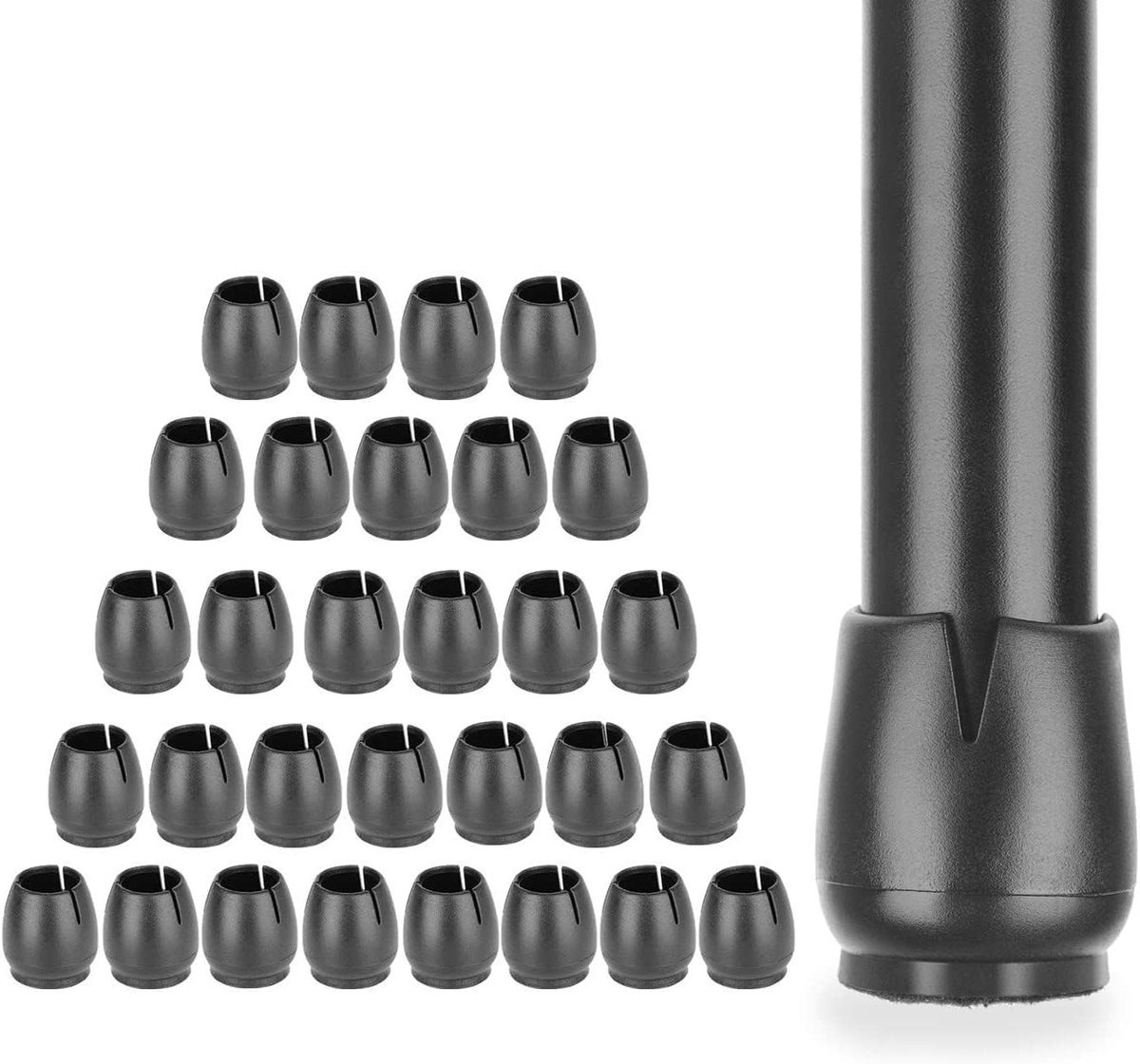 32 Stuks Rubberen Stoelpootbeschermers voor Tafel- en Stoelpootjes van 12-16 mm Rond
