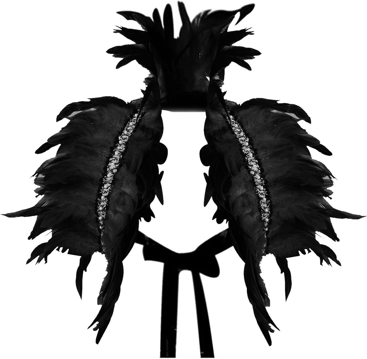 Gothic Veer Kraag en Cape met Vleugels voor Halloween en Carnaval, Geschikt voor Mannen en Vrouwen, Zwart Kostuum