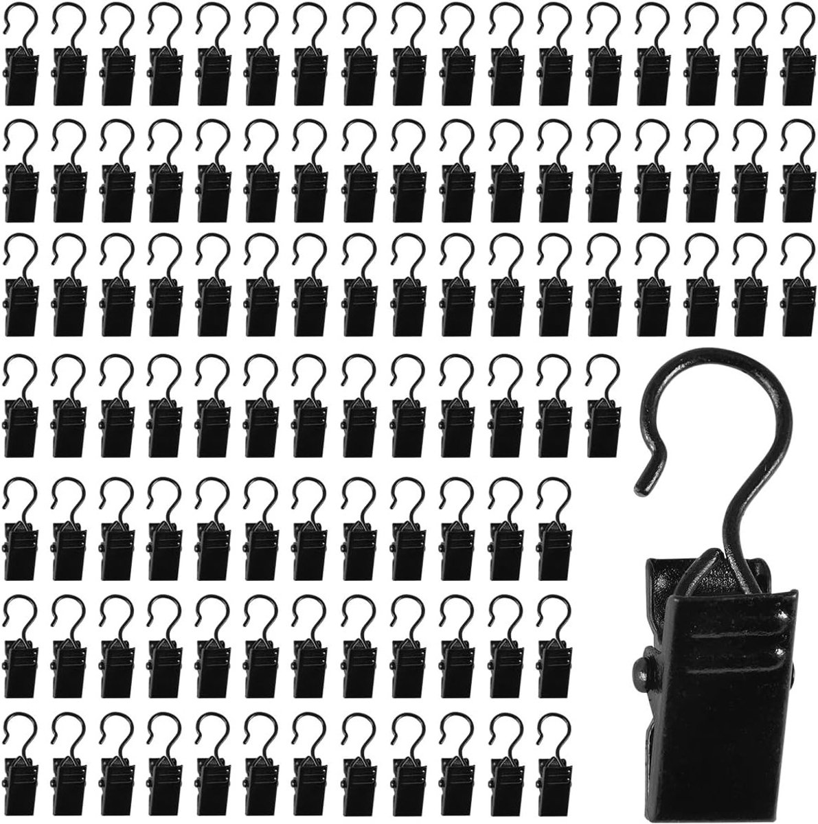 Multifunctionele metalen gordijnclips met haken - 100 stuks voor gordijnen, fairy lights en badkamerdecoratie