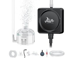 Ultra stille mini luchtpomp voor aquaria en visbassins tot 60L, 1.3W draagbare zuurstofaerator met sponsfilter, luchtleiding en terugslagklep, 450 ml/m