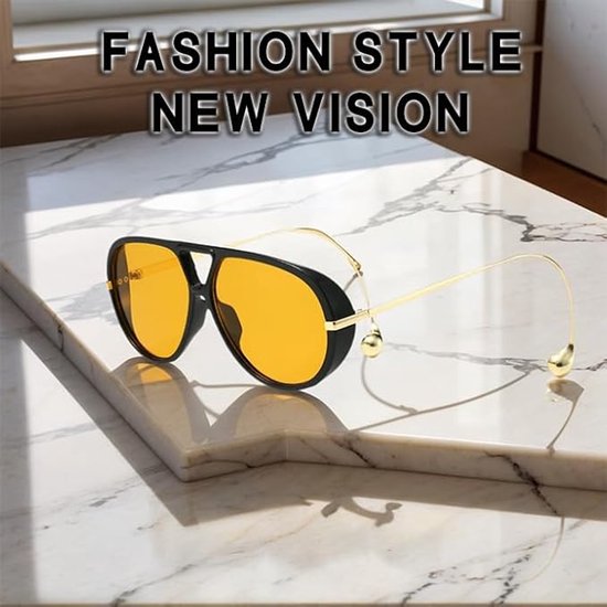 Luxe Aviator Zonnebril - 2 Stuks - Retro Pilotenbril met Unieke Druppel Pootjes - Oversized Festival Bril - Piloten Zonnebril - Sunglasses - Gepolariseerde - UV400 Bescherming - Unisex - Oranje & Blauw Glazen - Stijlvolle Aviator Bril - SOLLBRY® van Luxe — afbeelding 4