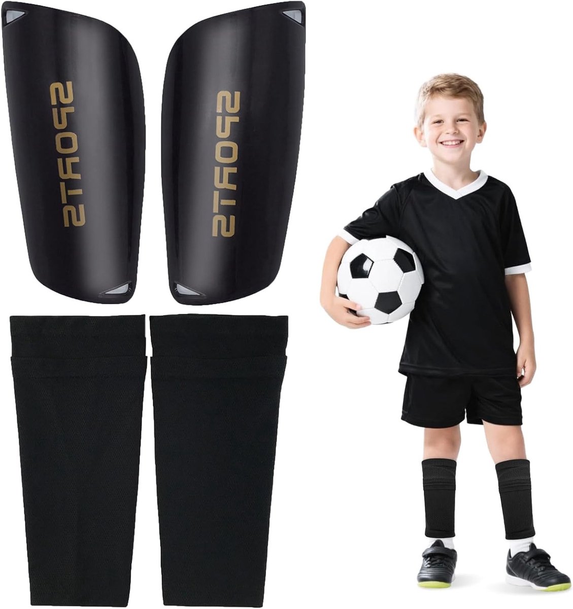 Kinderscheenbeschermers voor voetbal, 4-delige set, bescherming voor scheen en enkels, ideaal voor training en competitie, ook geschikt voor taekwondo en andere sporten