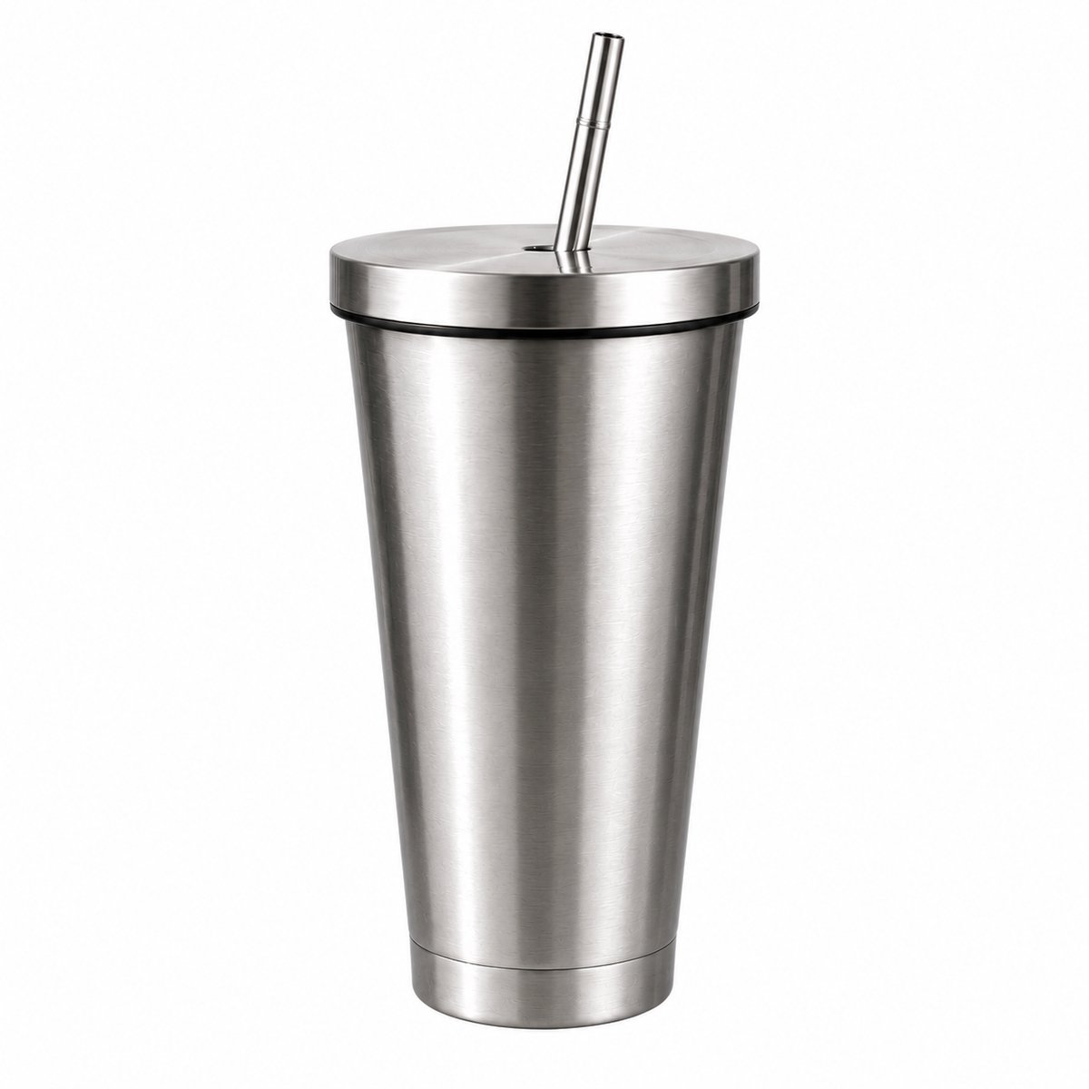 BRD® RVS Drinkbeker Zilver 500ml - Dubbele Wand - Koffiebeker - Autobeker