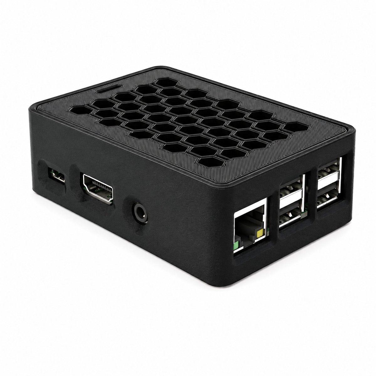 Raspberry Pi 4 Model B/B+ Behuizing - Beschermhoes Voor Raspberry Pi 4B En 4B+ - Ventilatie Case Met Honeycomb Design - Compacte Mini Computer Behuizing Voor Media Center Retro Gaming Domotica En DIY Projecten - Zwart
