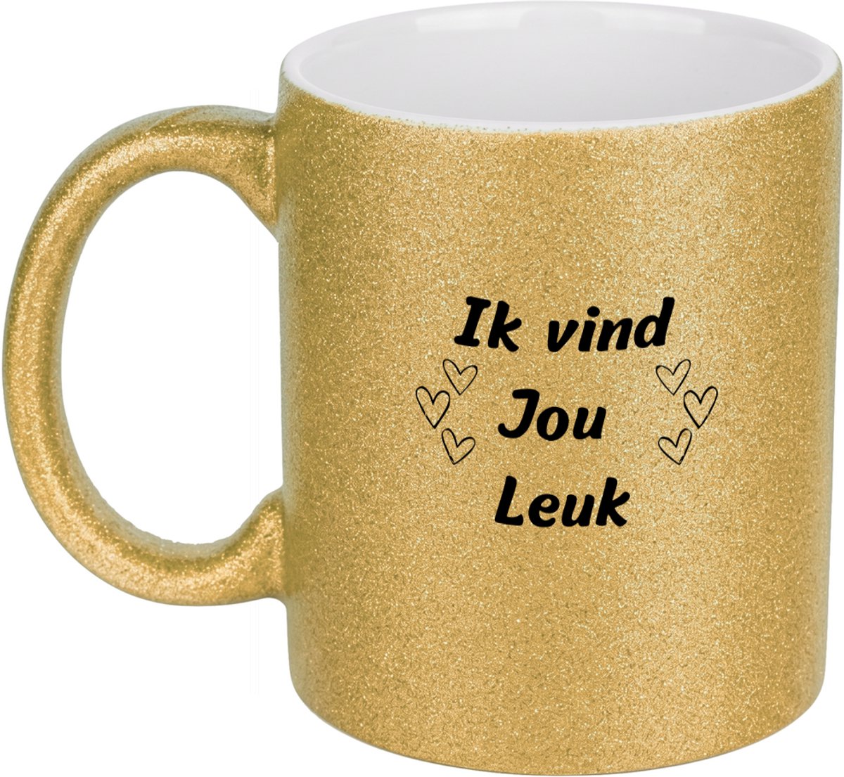 Hacebo® - Ik vind jou leuk koffiebeker glitter goud - Liefde - Vriend of vriendin - thee mok - koffie beker - Liefde - Leuke kado voor je vriend om te geven - Relatie - koffiemok - 350 ML inhoud