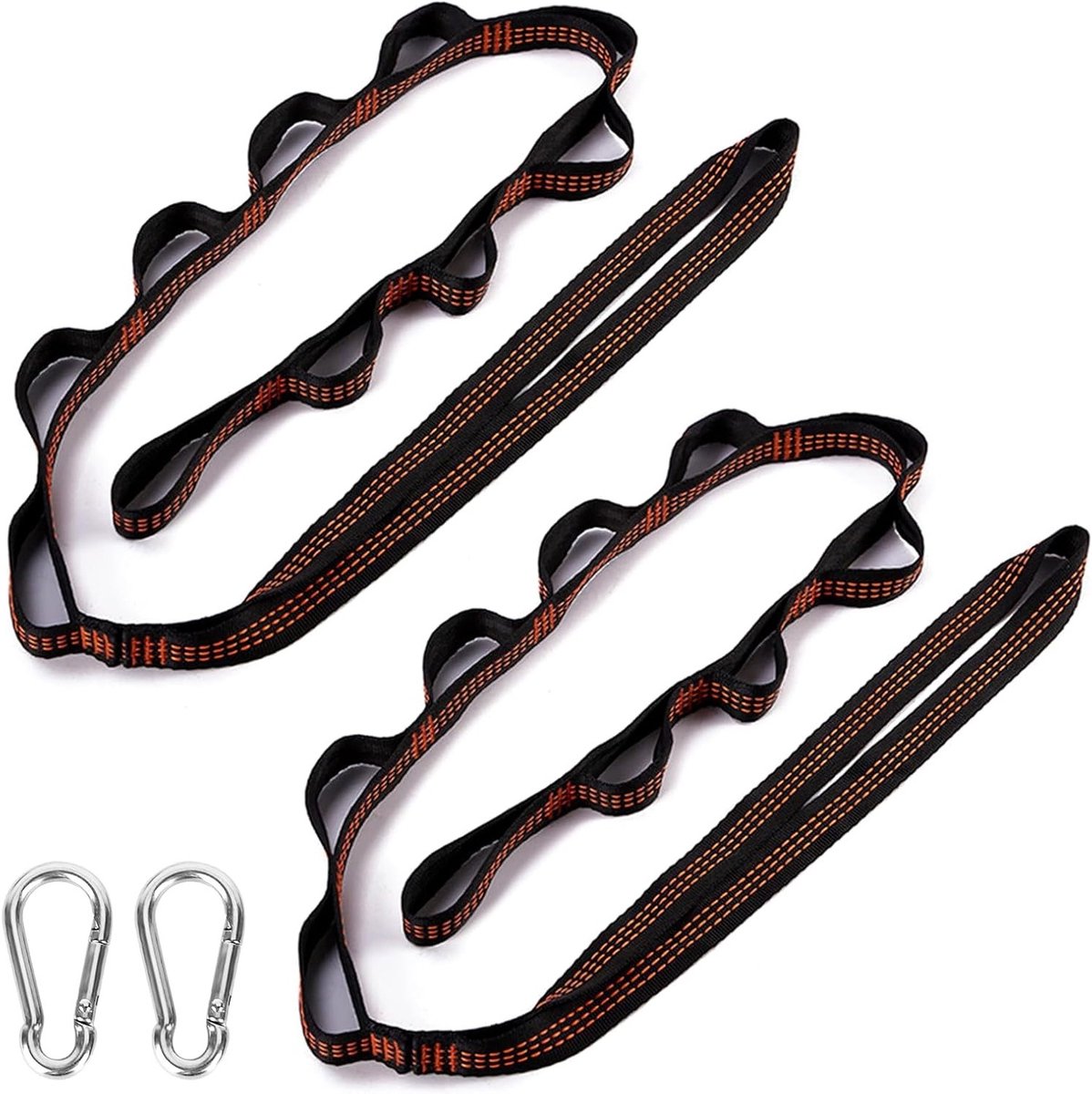 Hangkussen Bevestiging met Ophangriemen, 300 kg Capaciteit, Set voor Bomen, Camping en Outdoor Activiteiten, Inclusief 2 Carabiners en Haken, Perfect voor Hiken en Recreatie