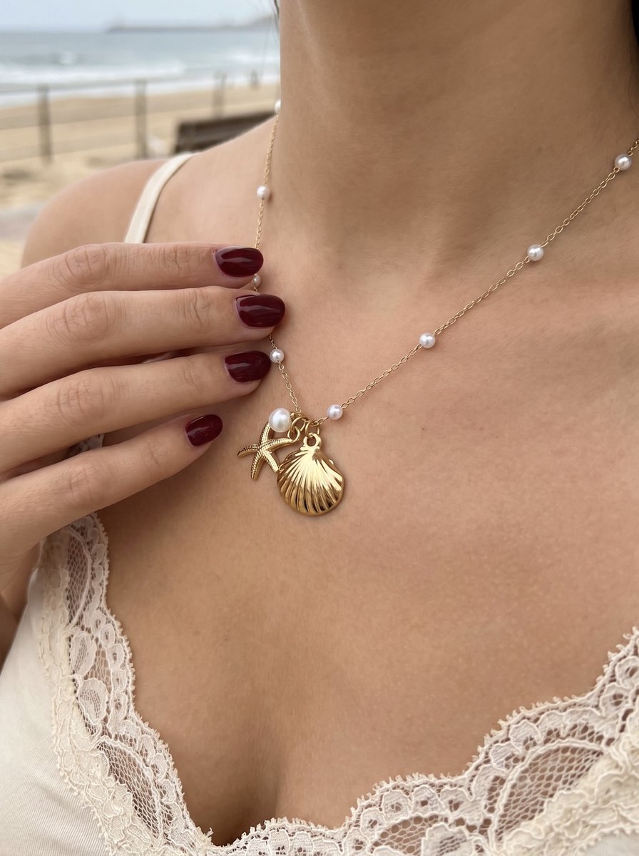 Anelplus Ketting Dames – Goudkleurig met zee – Elegant Design