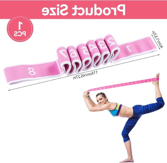 Yoga Stretch Band met 9 Lussen - Flexibele Rekband voor Yoga, Pilates en Gymnastiek, Ideaal voor Training en Revalidatie — afbeelding 5