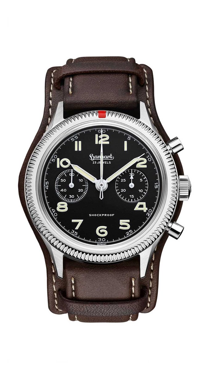Hanhart Pioneer 417 ES Horloge Donkerbruine band - 42 mm