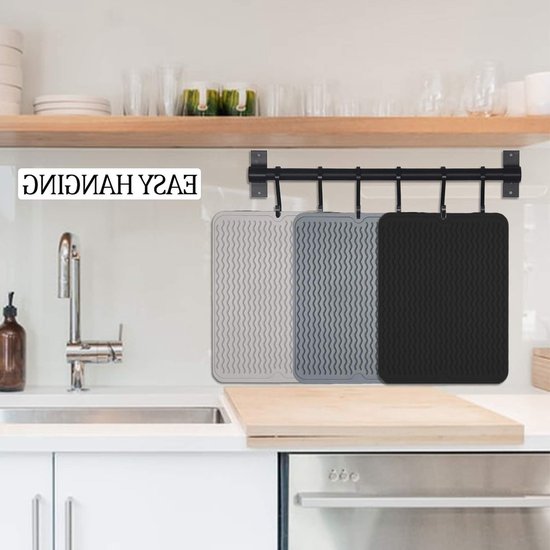 Grote Golfvormige Siliconen Warmtebestendige Onderzetters en Keukenmatten Set van 2, Antislip en Isolerend voor Pannen en Tafelgebruik, 40 x 30 cm — afbeelding 3