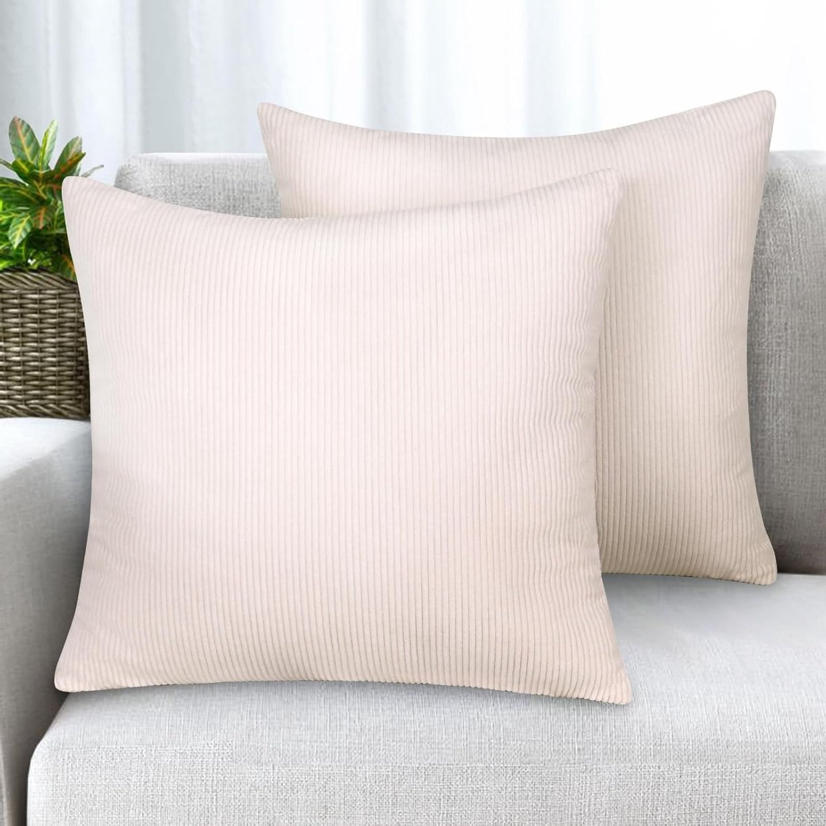 Kussenhoes van ribfluweel 45 x 45 cm, zachte kerstdecoratie, sierkussen voor bank en slaapkamer, trendy en comfortabel