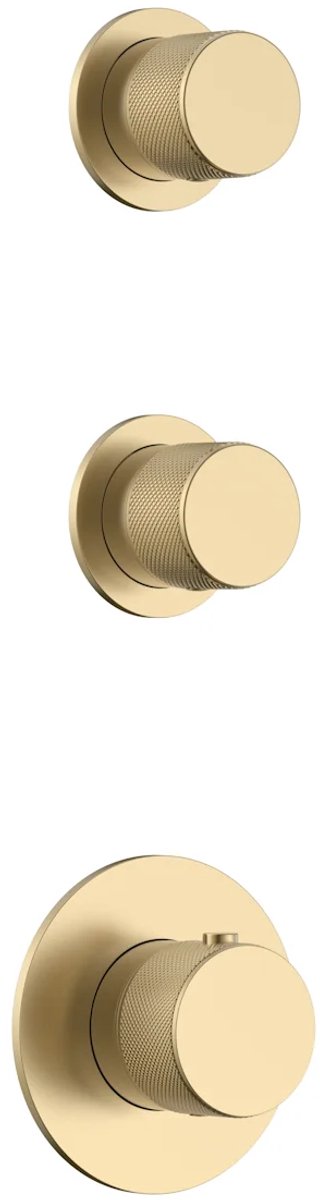 DutchLine - Grip 3-Weg Thermostische Douchekraan – Geborsteld Messing Goud