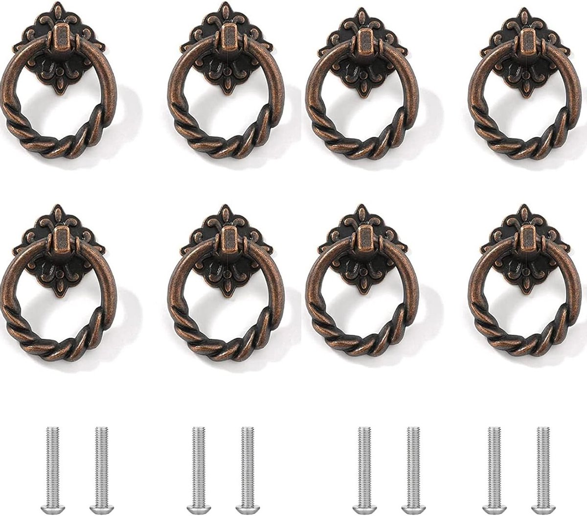 Vintage Antieke Ring Trekhandvatten - Retro Ladehandgrepen voor Keuken, Kasten en Dressoirs - 8 Stuks voor een Tijdloze Look