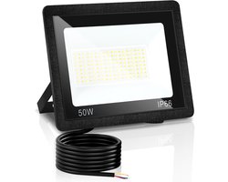 Merkloos LED Schijnwerper Buiten 50W, LED Bouwlamp met Instelbare Kleurtemperatuur 3000K/4000K/6500K, Fluter voor Tuin, Sportveld en Hotel, Zonder Stekker