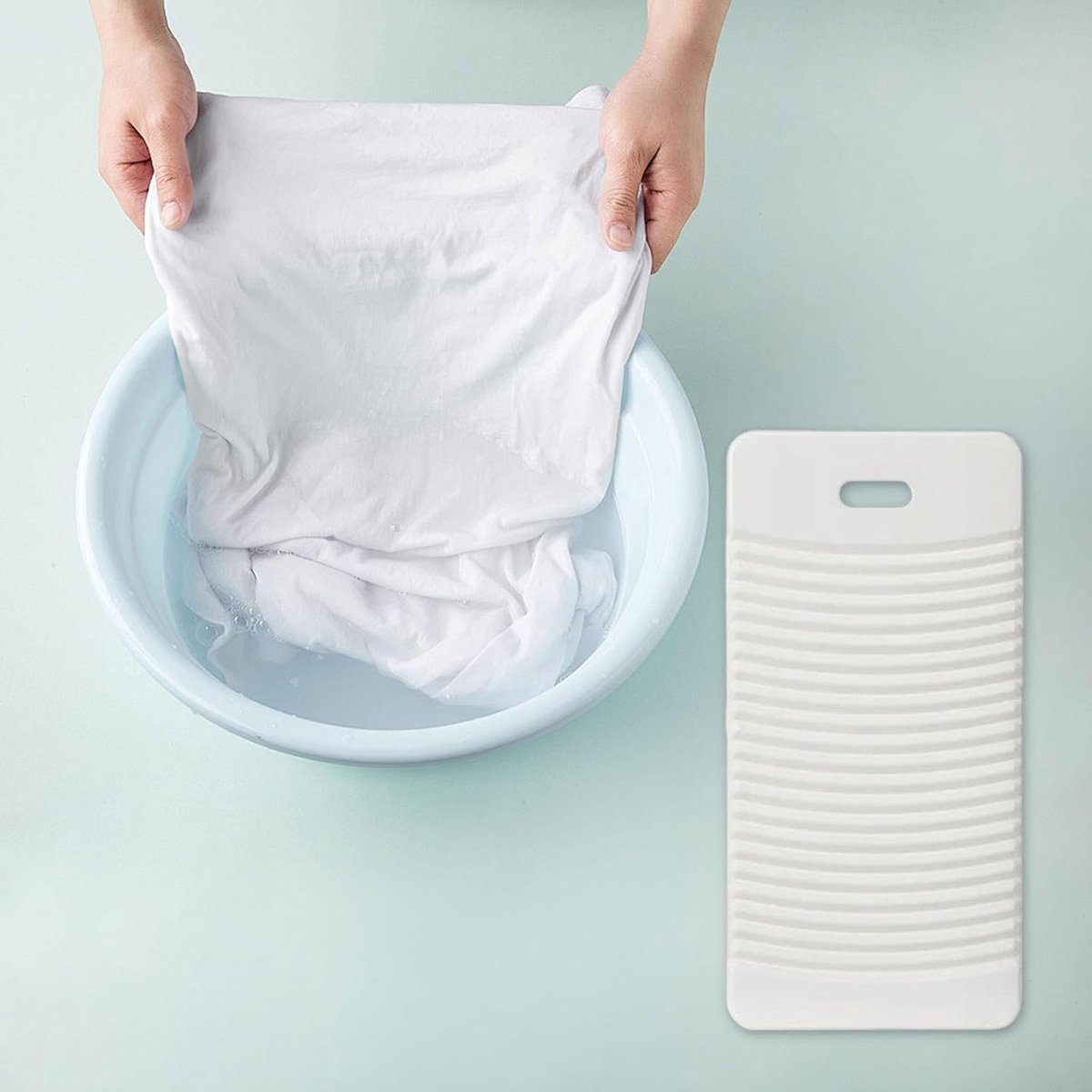 Handwasplank Voor Kleding - Antislip Draagbaar Compact Wasbord - Voor Sokken En Kleding - Geschikt Voor Hotelspoelbak - Afmeting 29.7x14.5 cm