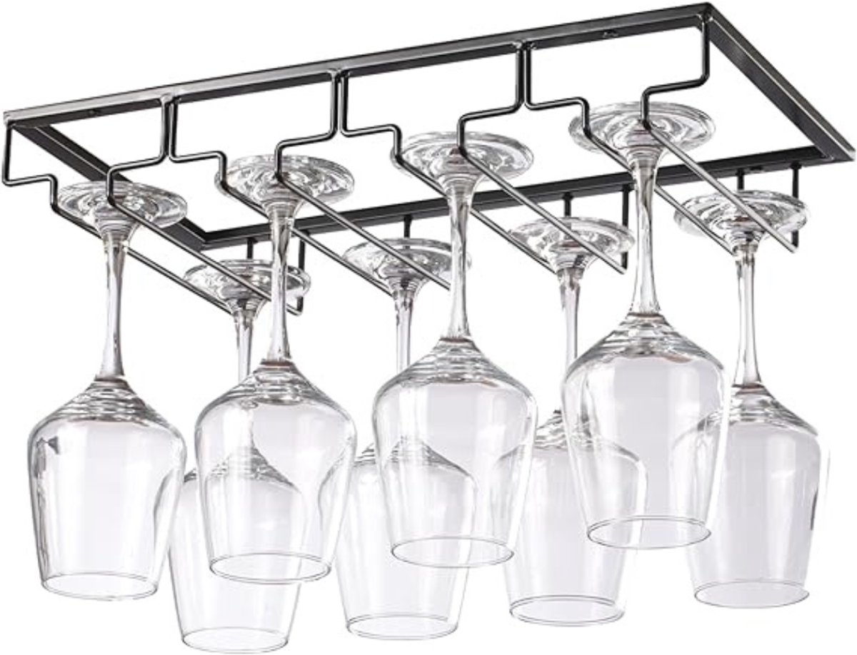 SVN®Ophangrek Wijnglazen - Wijnglazenhouder – Metalen Wijnglazenrek - Zwart - 24cm x 32cm x 7cm ; 0.4 kg