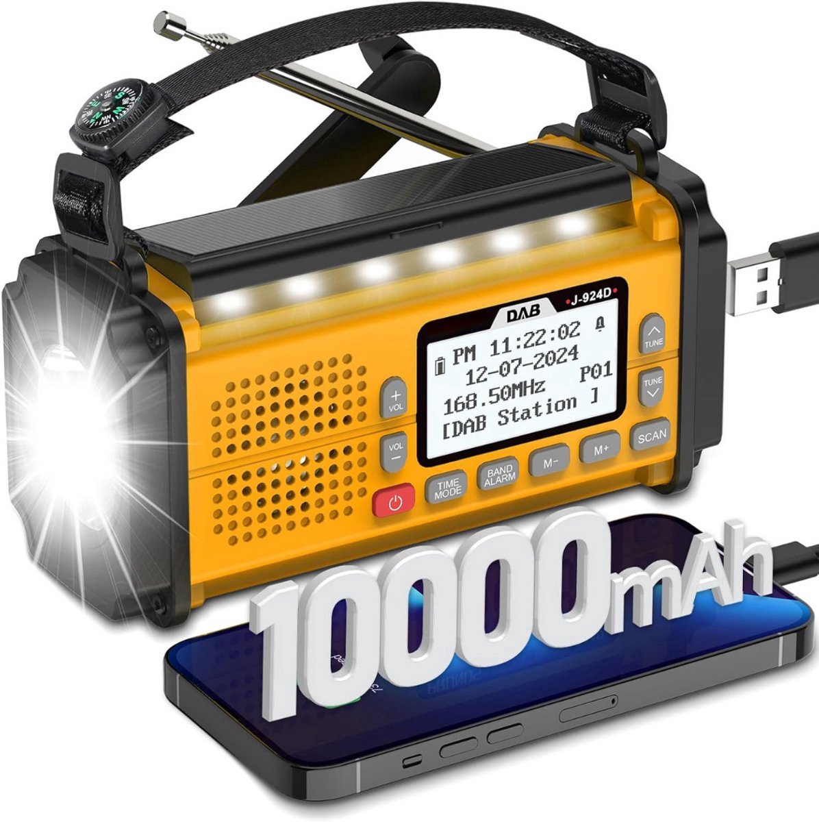 DAB+ Bouwradio Survivalradio – noodradio met powerbank & zaklamp