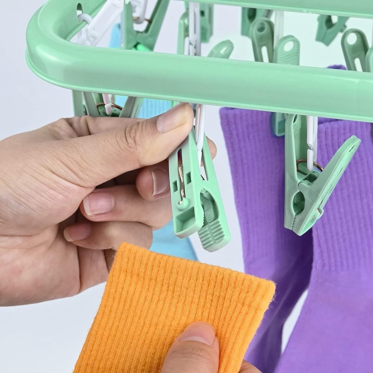 Multifunctionele Droogrek voor Kleding met 32 Clips, Ideaal voor Sokken, Ondergoed en Baby Kleding