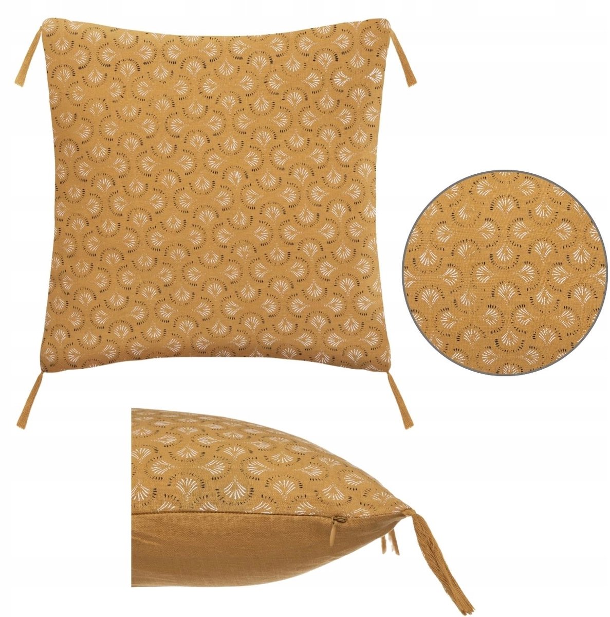 Decoratief linnen kussen oker 40x40 cm - Boho Stijl