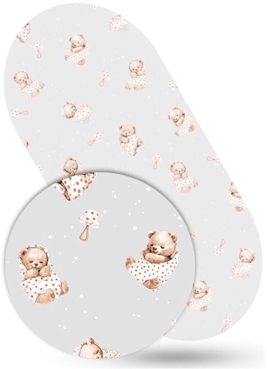 Babymam Hoeslaken Kinderwagen 38x80cm Teddy Beer Katoen met Elastiek