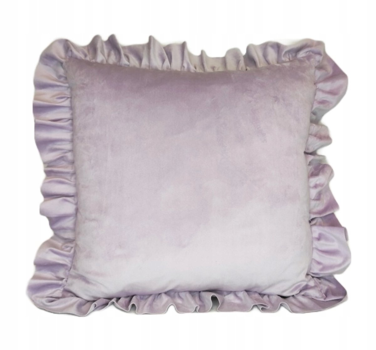 Decoratieve Velours Kussen 40x40cm met Ruches - Lichtpaars