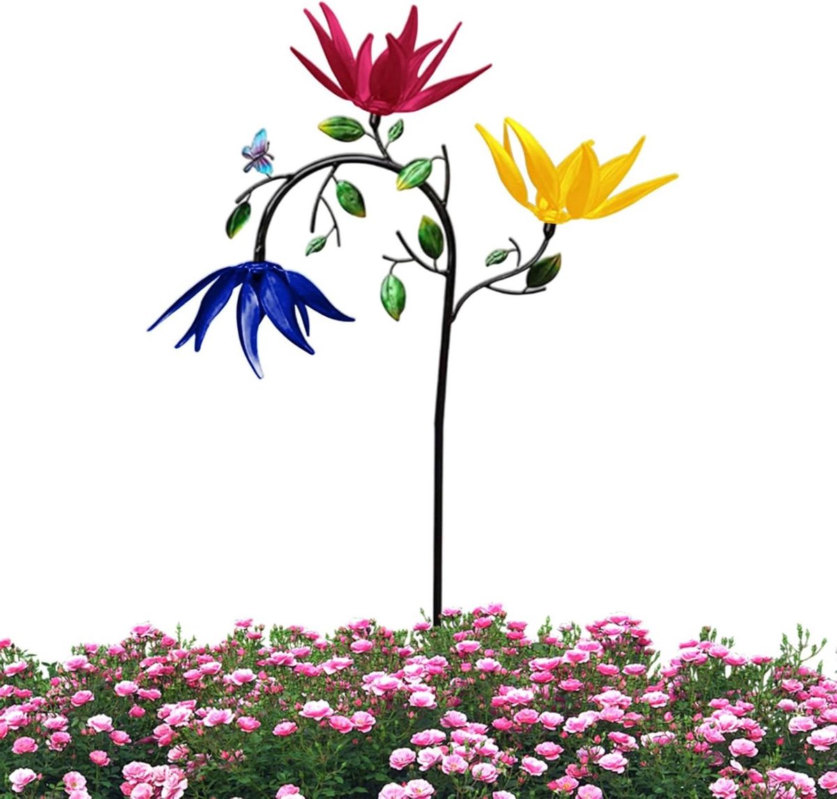 Metalen bloemen - Tuindecoratie - Buiten versieren - Multi-level structuur - 95 x 30 cm - Uniek