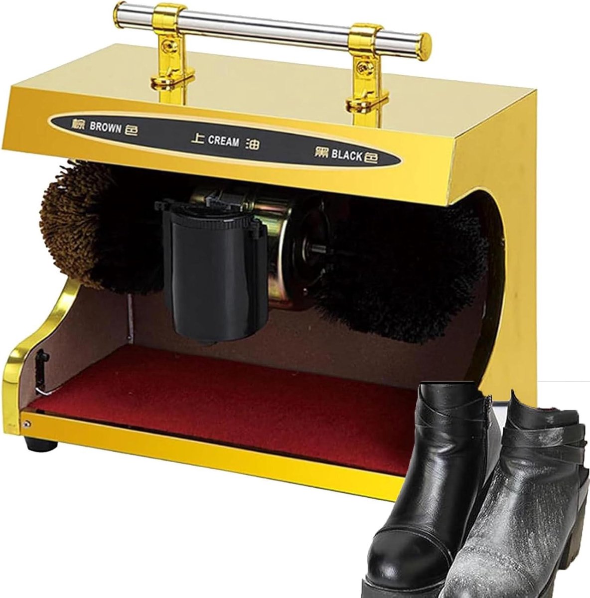 Schoen Polijstmachine - Automatische Poetsmachine - Schoenen Onderhouden - Dubbele Borstel Systeem - 45W - Zilver