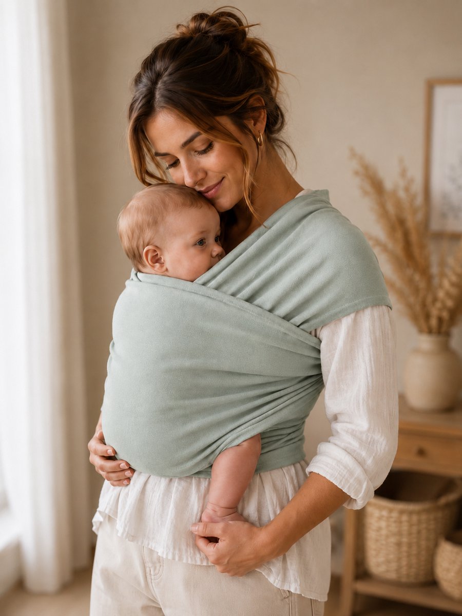 Baby Draagdoek Mintgroen - Babywrap - Draagzak - Baby carrier - Baby 0-36 maanden - 40x480 cm
