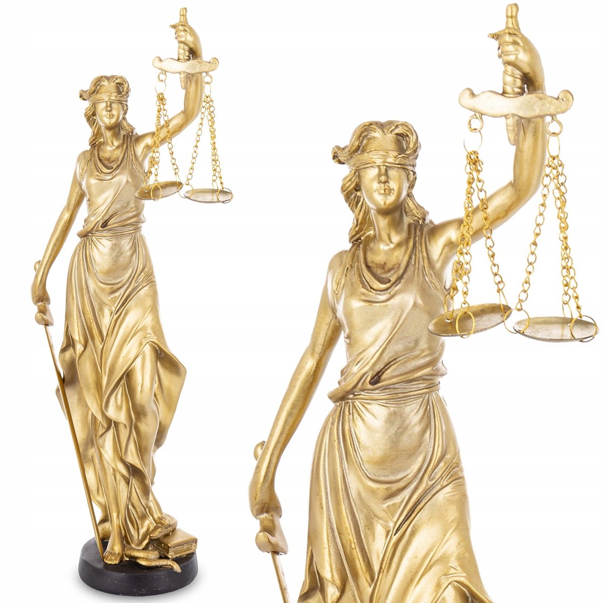 Themis Beeld - Godin van Gerechtigheid, 39,5 cm, Gouden Decoratie